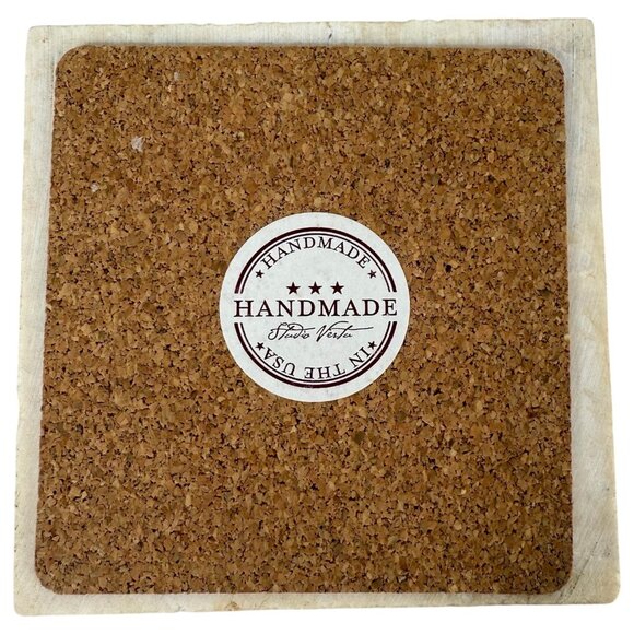 2 Studio Vertu Sticks Tumbled Italian Marble Coasters Dog Castle Cork Back USA - Picture 3 of 5